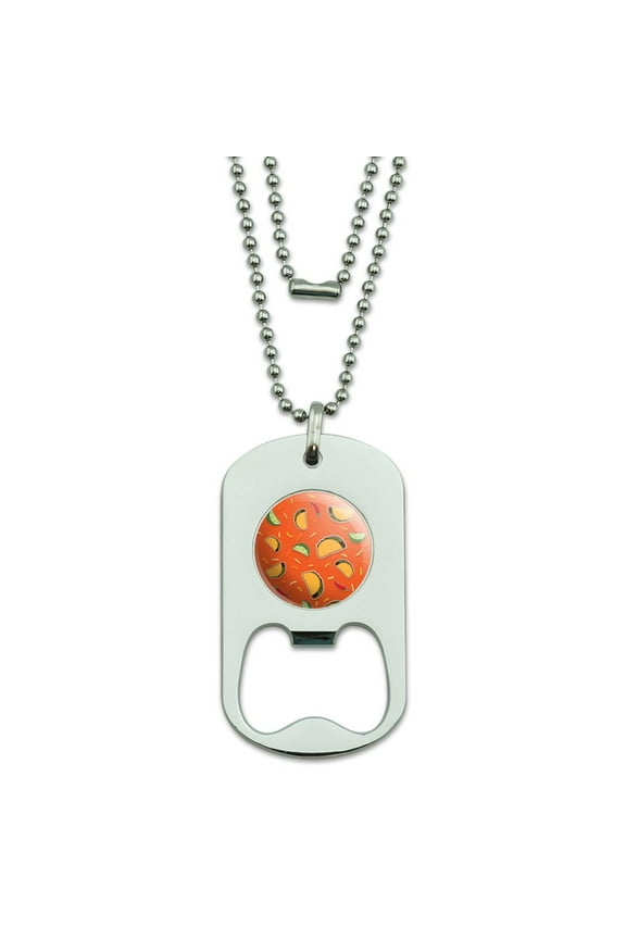 Delicious Taco Fiesta Pattern with Chili and Lime Military Dog Tag Bottle Opener Pendant