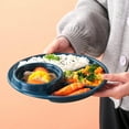 thumbnail image 2 of Unbreakable Divided Plates for Adults Portion Control Plates Set of 2 Dark Blue Round Plastic Dinner Plate 9 Inch for Camping Outdoor or Every Day Use, 2 of 8