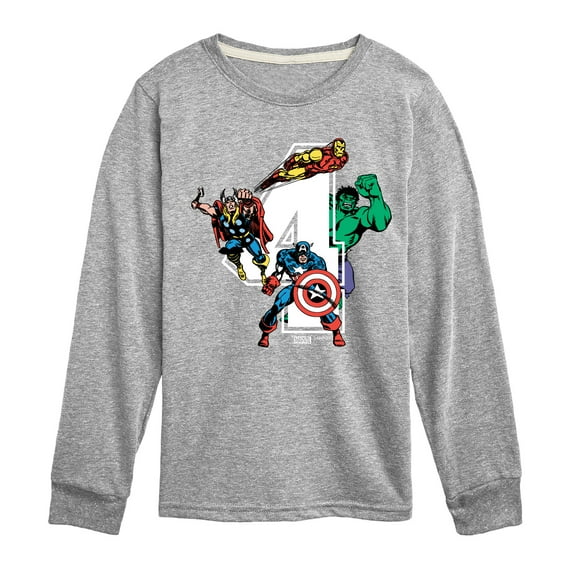 Marvel The Avengers - Birthday 4 - Toddler And Youth Long Sleeve Graphic T-Shirt