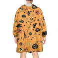 thumbnail image 2 of Wearable Oversized Blanket,Halloween Witchy Icons on Orange Pattern Wearable Blanket Hoodie for Adults,Cozy Hooded Blankets with Super Pockets,Super Warm Fuzzy Pullover for Women & Men, 2 of 6