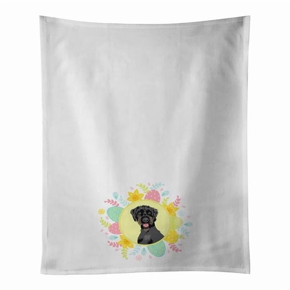 Doodle Black and Tan Easter White Kitchen Towel Set of 2 19 in x 28 in