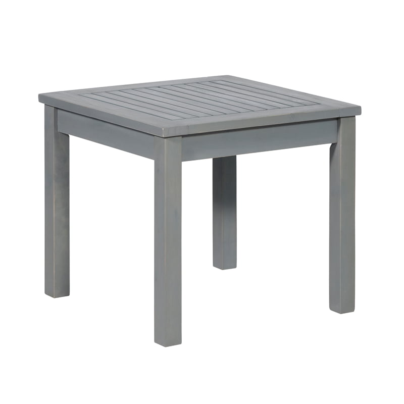 Walker Edison 20" Simple Outdoor Wood Patio End Table in Gray Wash