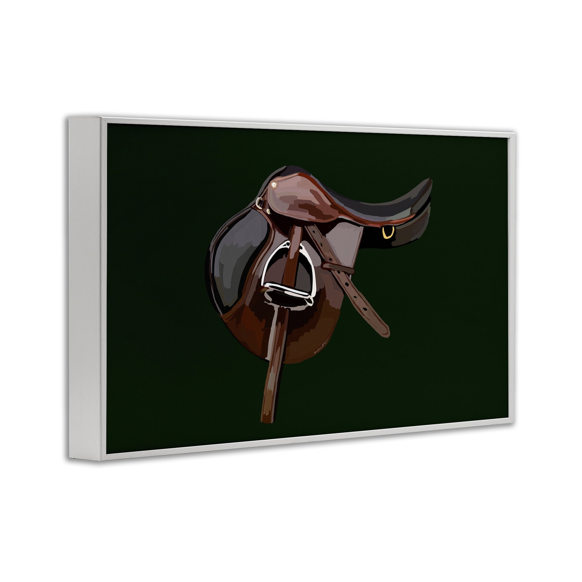 Stupell Industries Western Horse Saddle Abstract Painting White Framed Art Print Wall Art, 30 x 20