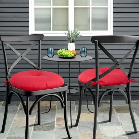 

Bistro 15 X 15 x 5 Patio Chair Tufted Cushion With Ties Red 2 Pack