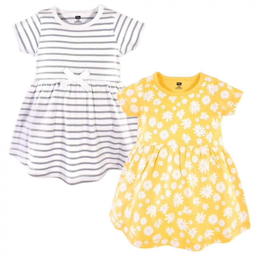 Touched By Nature Girl Organic Cotton Dress 2-Pack Yellow Garden