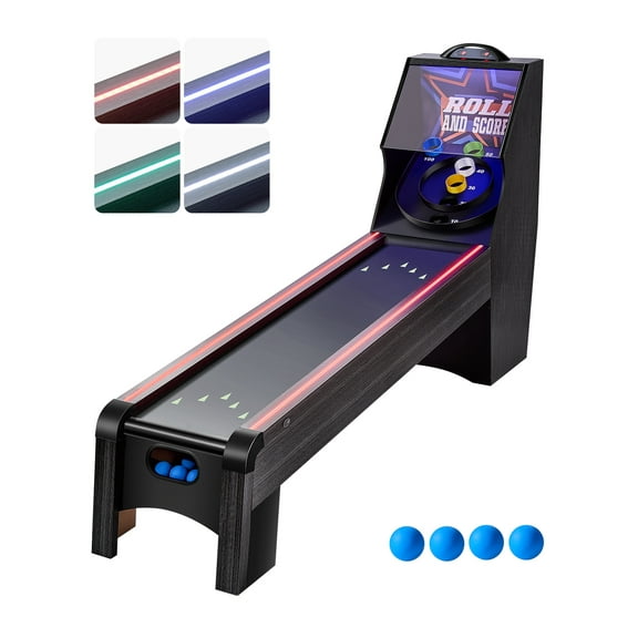 VEVOR Table de Jeu d'Arcade de 9 Pi Roll & Score avec Marqueur Électronique à DEL pour Salle de Jeux à Domicile 4 Balles