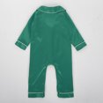 thumbnail image 5 of FAOWME Baby Girl Boy Silk Pajamas Rompers Button Down Long Sleeve Satin PJs Jumpsuit Onesie Green 18-24 Months, 5 of 7