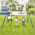 thumbnail image 4 of Gymax Metal Swing Set for Backyard w/ A-frame Stand & Adjustable Hanging Ropes, 4 of 10