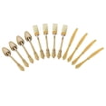 thumbnail image 4 of Cubiertos de vajilla de plástico desechables duraderos de 12 piezas que incluyen 4 tenedores, 4 cucharas y 4 cuchillos, artículos de plata p dorado Soledad Vajilla de fiesta, 4 of 9