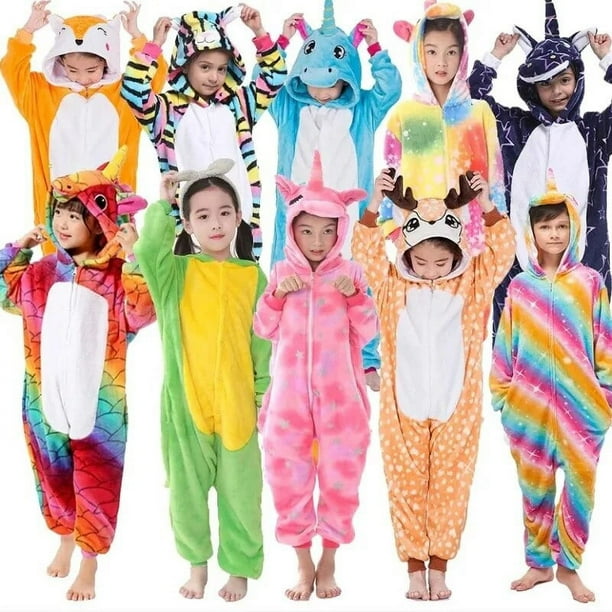 Conjuntos de pijamas kigurumi de unicornio para ninos disfraz de dibujos animados de animales para halloween navidad pijamas para ninos de 4 a 12