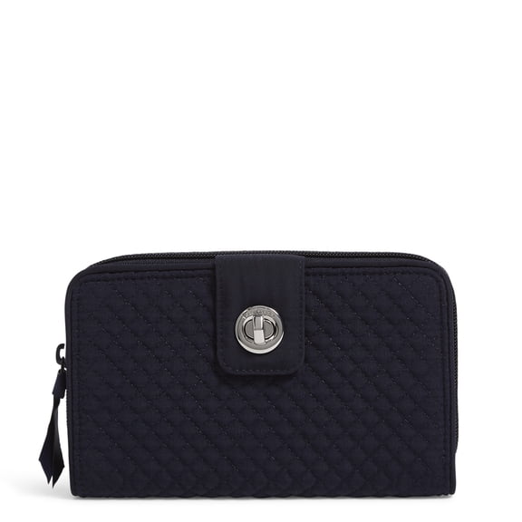 Vera Bradley Women's Microfiber RFID Turnlock Wallet Classic Navy