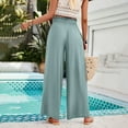 thumbnail image 4 of qolati Wide Leg Pants Women 2024 Summer Trendy Casual Flowy Lounge Trousers Dressy Smocked High Waisted Palazzo Beach Pants with Pockets, 4 of 6