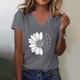 thumbnail image 2 of XIAONU Sunflower Butterfly Print T Shirt for Women Short Sleeve V Neck Daily Casual Tees, 2 of 4