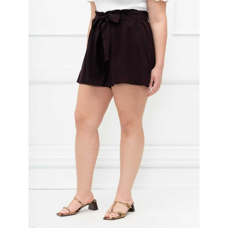 ELOQUII Elements Women's Plus Size Ruffle Waist Swing Shorts