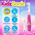 thumbnail image 6 of Brush-Baby KidzSonic Kids Electric Toothbrush, Pink Unicorn, Soft Bristles, Disco Lights, Smart Timer, 2 Brush Heads, 6 of 10