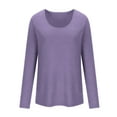 thumbnail image 4 of BLVB Scoop Neck Long Sleeve Tops for Women Loose Fit T-Shirts Casual Fall Layer Trendy Basic Tees Shirts for Ladies, 4 of 7