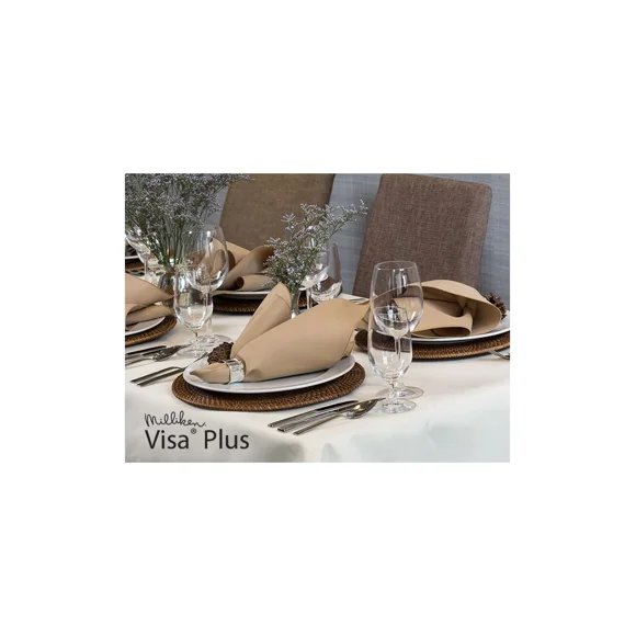 Nappe 132"x132 Pouces Tissu 6 oz. 100 % Polyester Filament "Visa Plus" Couleur Légère 1/paquet