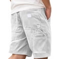 thumbnail image 3 of Mens Corduroy Shorts Drawstring Waisted with Pockets Lounge Short Summer Beach Casual Beach Bermuda Shorts Corduroy Straight-Leg Outfit,White 3XL, 3 of 4