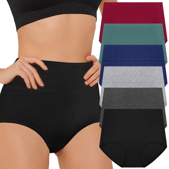 Loritta Underwear for Women Cotton High Waisted Briefs Full Coverage Panties for Ladies 6 Pack, Size S-2XL