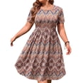 thumbnail image 3 of WellSize Summer Plus Size Dresses for Women Short Sleeve A-Line Midi Dresses Casual Floral Print Beach Dress with Pockets, 3 of 8