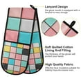 thumbnail image 2 of Yayeee Double Oven Mitt Kitchen Heat Resistant Baking 35" x7" Quilted Glove, Colorful Checkered Pattern, 2 of 6