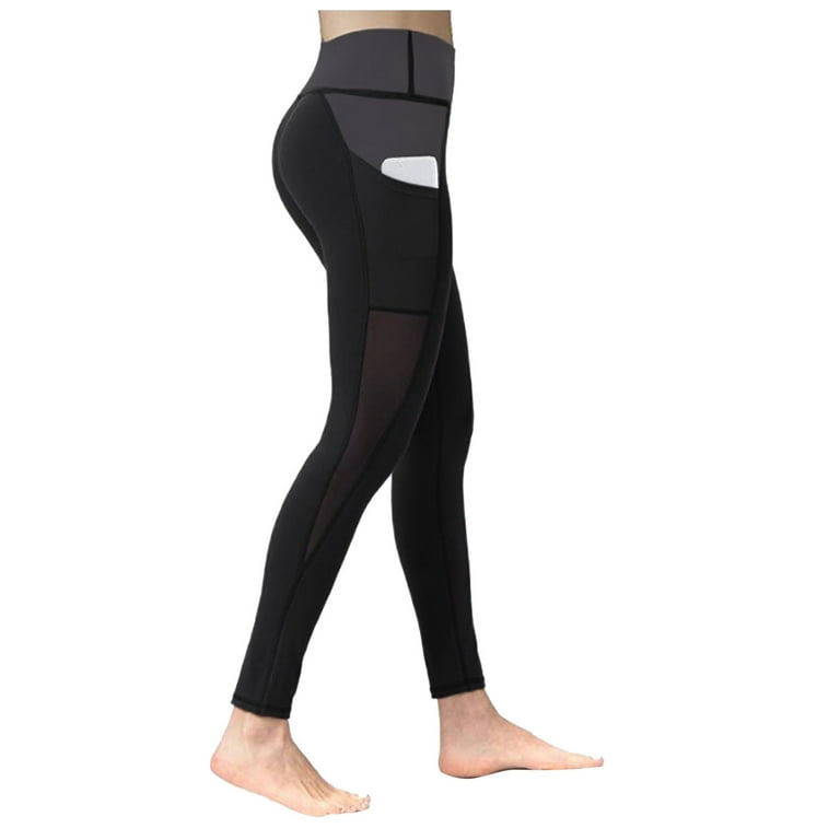 Efsteb Yoga Pants Women Leggings Fitness Tummy Control Leggings Booty Lift  Pant Athletic Fashion Sports Pants Mesh Splicing Perspective Tight Yoga