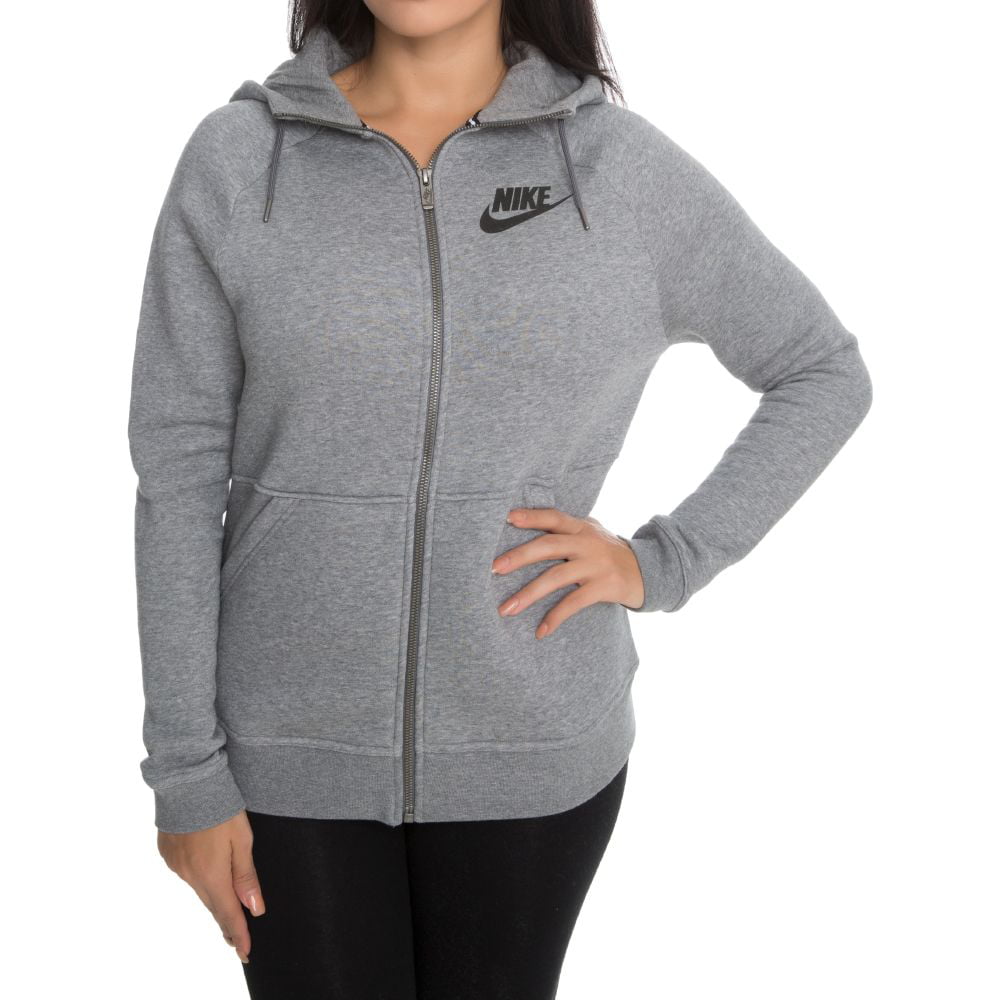 Nike Sportswear Rally Fleece Full Women's Hoodie Grey/Black 803601-091 Walmart.com