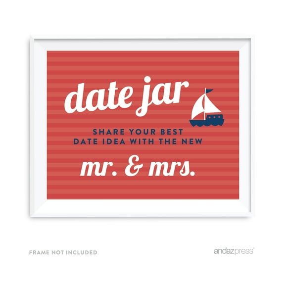 Date Jar - Share Best Date Idea Nautical Ocean Adventure Wedding Party Signs