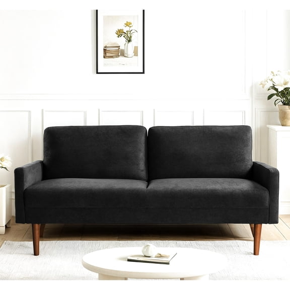 Black Upholstered Velvet - Soft and Luxurious Feel - Living Room Decor / Enhance Your Space with Chic Furniture