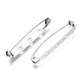 thumbnail image 4 of Tarnish Resistant 201 Stainless Steel Brooch Pin Back Safety Catch Bar Pins with 2 Holes Stainless Steel Color 40x4.5x6mm Hole: 2mm Pin: 0.5mm, 4 of 4