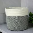 thumbnail image 4 of Neinkie Cotton Rope Basket with Handle for Baby Laundry Basket Toy Storage Blanket Storage Nursery Basket Soft Storage Bins-Woven Basket Storage Comforter Cushions Thread Laundry Hamper, 4 of 7