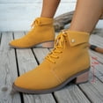 thumbnail image 6 of Rokment Women's Combat Dress Boots Fall Winter Fashion Suede Lace up Chunky Stackable Low Heel Short Ankle Booties for Women Ladies Yellow Size 8, 6 of 6