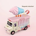 thumbnail image 5 of Magnetic Induction Pink Ice Cream Truck Pull Back Die Cast Toy Lights Music Pretend Food, Alloy Food Truck with Opening Doors for Toddlers Ages 3+, 5 of 7