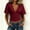 Wine, variant on Womens Solid Color Crop Top Slim Fit Ruched Deep V Neck Cinched Waist Top Short Sleeve T-Shirt for Summer Pink XXL(XXL)