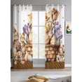thumbnail image 2 of Easter Bunny Sheer Curtains 84 Inch Length 2 Panels Set for Living Room/Bedroom, Brown Eggs Floral Rabbits Farmhouse Dots Plaid Kitchen Curtains Grommet Curtains Window Treatments 52"x84"x2, 2 of 7