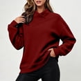 thumbnail image 4 of Horkkom Mock Neck Sweatshirt Solid Color Casual Long Sleeve Tops Oversized Pullover Fall Sweatshirt XL, 4 of 6
