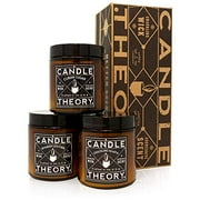 3pk Scented Candle Gift Set, 4oz Candles each - Crackling Wood Wicks - 3 Scents - Cuban Cigar, Spanish Leather, Crackling Hearth - Man Candle, Bachelor Pad Decor, Man Cave Stuff