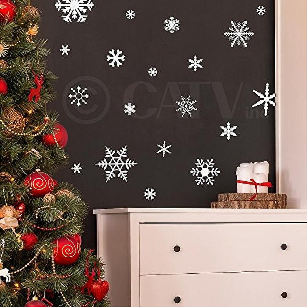 25 Snow flake Wall Art stickers for Bedroom Window Living Room Christmas decals 