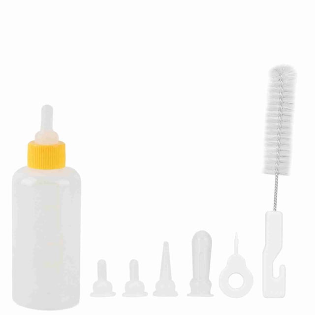 Juego de 6 biberones de 60 ml para cachorros y gatitos, kit de cuidado de leche para perros y gatos pequeños (amarillo)