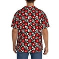 thumbnail image 3 of Balery Red Floral Camisa Casual de Manga Corta con Botones para Hombre, Texturizada, Estilo Cubano, para Playa, Verano-XX-Large, 3 of 5