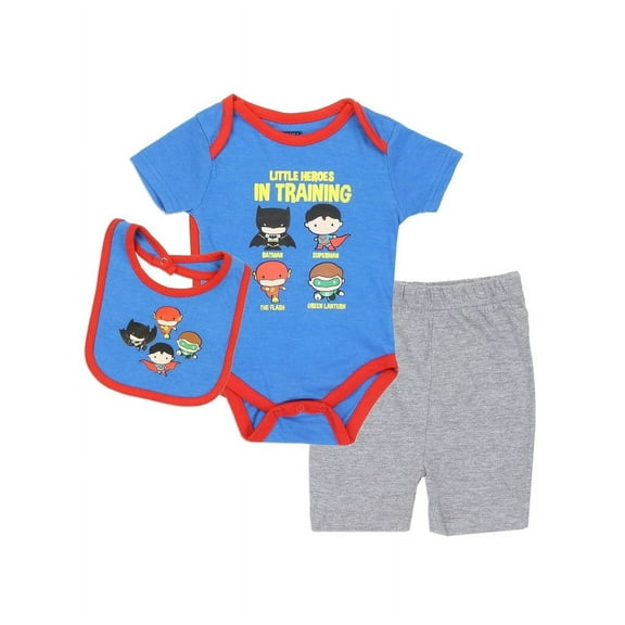 Justice League Baby Boys' Little Heroes in Training Creeper Set