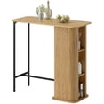 thumbnail image 1 of HOMCOM Table de Bar Tambour avec 3 Étagères de Rangement pour Salle à Manger Naturel, 1 of 10