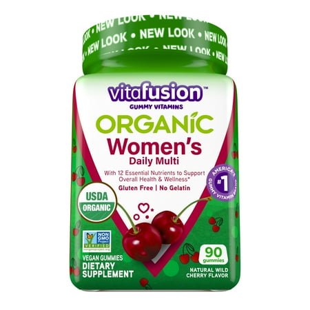 Vitafusion Organic Women’s Gummy Multivitamin, 90 Count - Non-GMO, Gluten-Free, No Gelatin, No HFCS