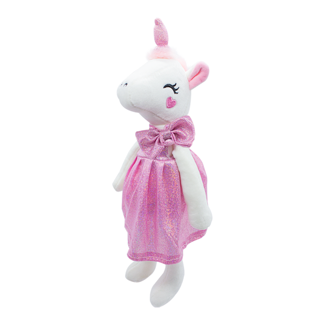 Unicornio de Peluche Importadora La Merced Con Vestido Brilloso color Rosa 40 cm