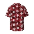 thumbnail image 5 of KLL Snowflake red plaid Print Men's Shirt Short Sleeve Button Down Summer Cuba Beach Shirts- Large, 5 of 5
