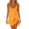 thumbnail image 4 of Qingpeng Womens Pajamas Cowl Neck Spaghetti Strap Side Slit Short Nightgown Summer Sleepwear, 4 of 6