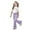 Purple, variant on WAYUTE Girls 2 Piece Outfits Bow Graphic Print Crew Neck Short Sleeve T Shirt and Flared Pants Kids Soft Fashion Street Clothing Set Casual Daily Wear,Mint Green,Size 11-12 Y