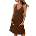 thumbnail image 2 of IUYRTFE Women's Sleeveless V-Neck Mini Dress with Pockets Adjustable Straps Casual Loose Fit Summer Tank Dress, 2 of 9