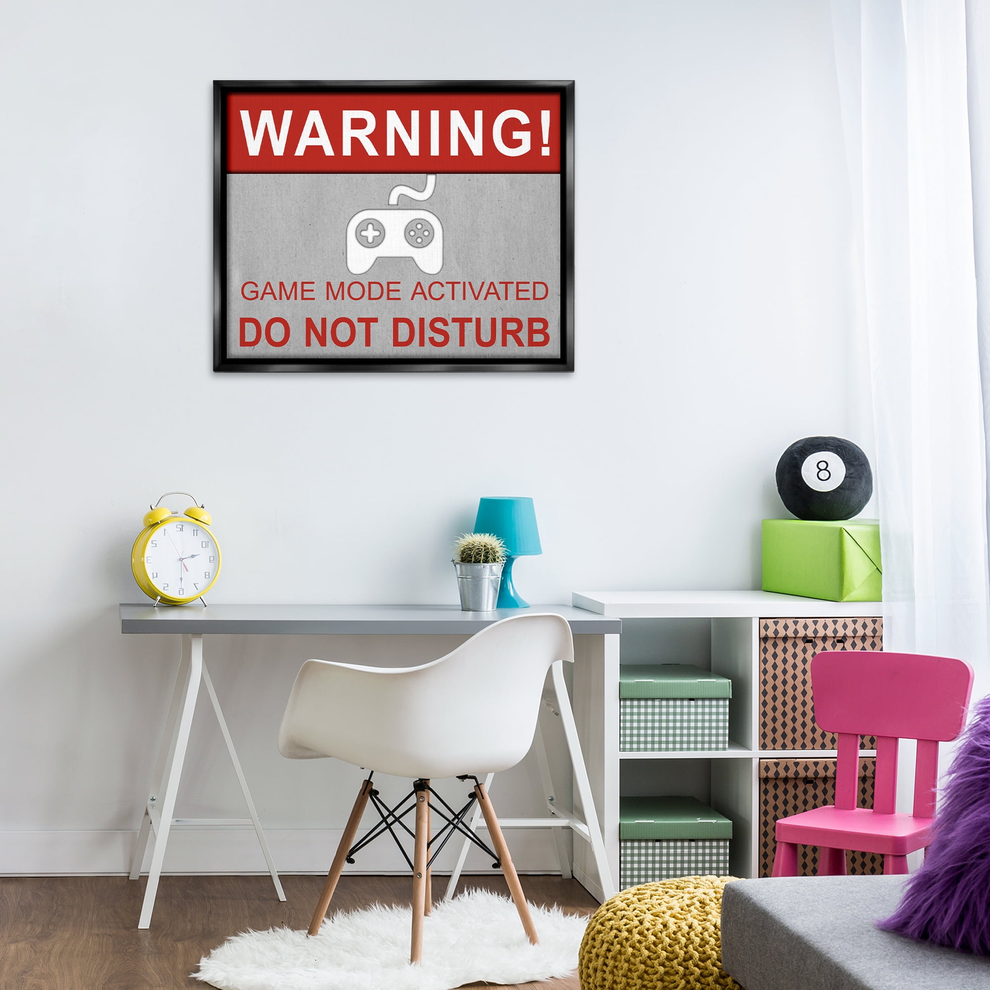 Stupell Industries Gaming Do Not Disturb Entertainment Painting Black Floater Framed Canvas Art Print Wall Art, 31 x 25
