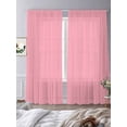 thumbnail image 3 of Pink Sheer Curtains 96 Inch Length 2 Panels Set for Living Room/Bedroom, Pure Pink Semi Curtain Sheers Drapes Rod Pocket Curtains Window Treatment Set 52''x96''x2, 3 of 7